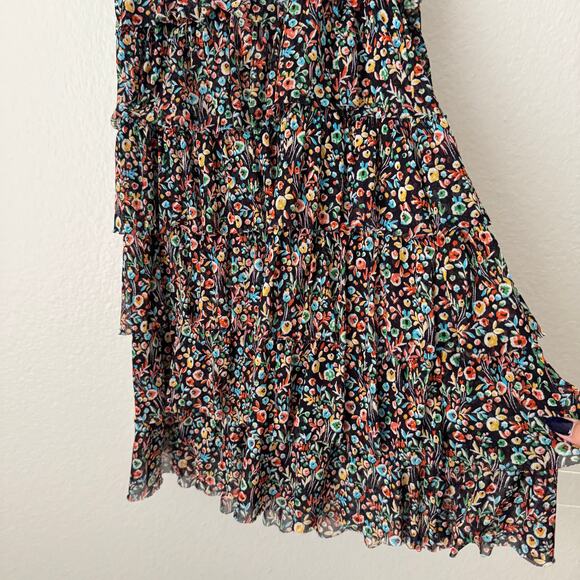 EXPRESS Womens Multicolor Nylon Ruffle Dress Mini Cocktail Going Out Size Medium - Picture 8 of 9